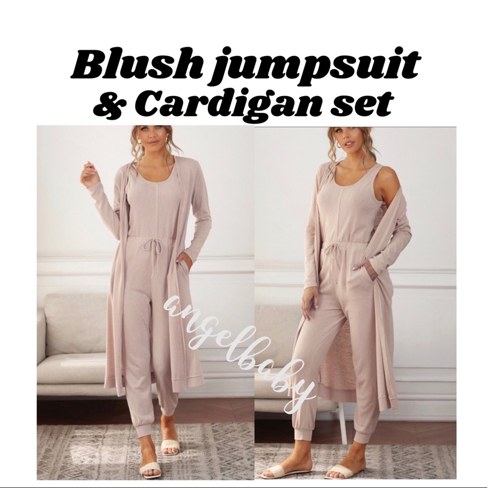 Blush Jumpsuit & Cardigan Lounge Set! - Picture 7 of 16